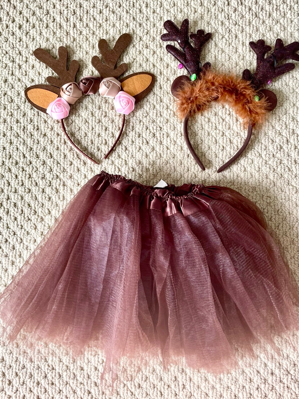 Kids reindeer costume with choice of antler headband - one with lights!